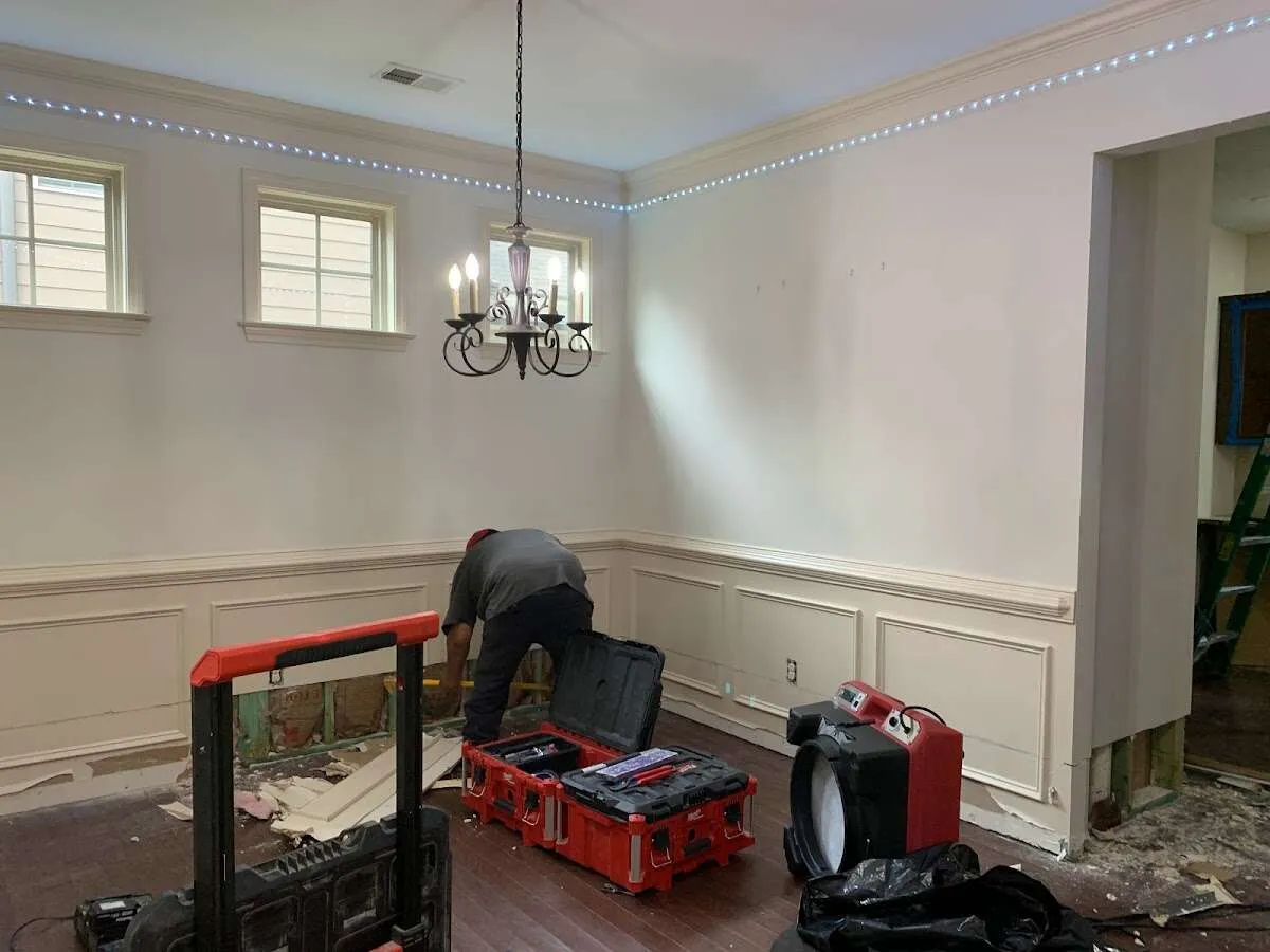 Restoration technician with professional equipment in Morrisville
